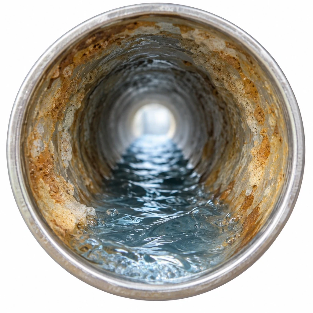 Early buildup forming inside a pipe