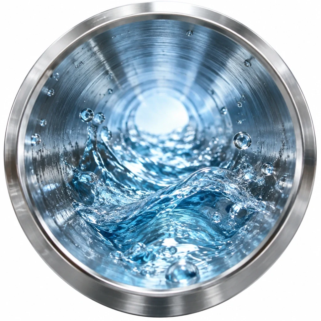 Clean drain pipe with water flowing freely